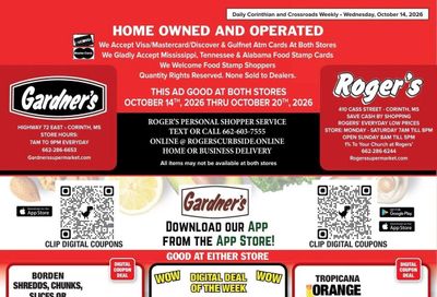 Gardner's Supermarket Weekly Ad October 14 - 20, 2026