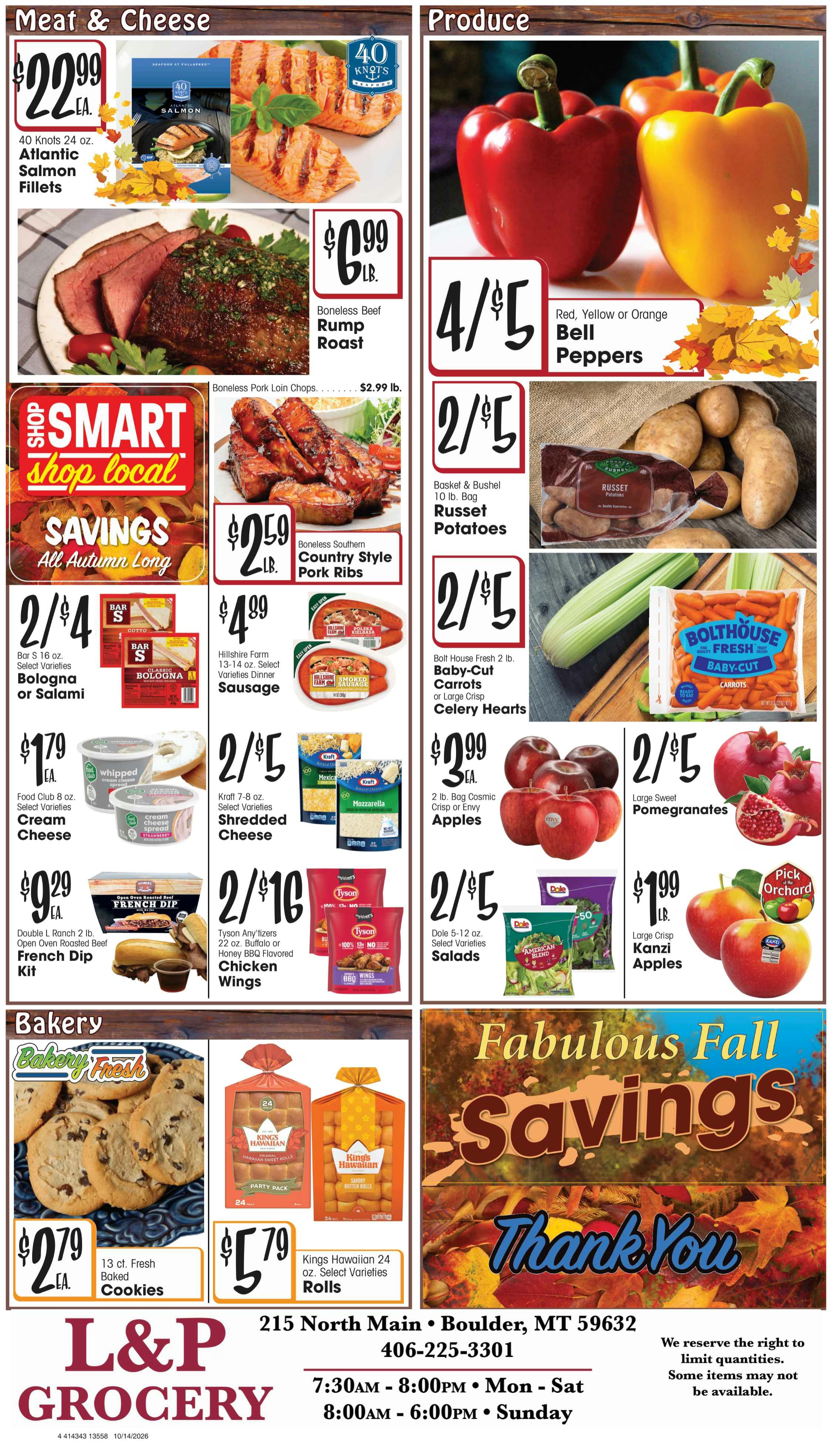 L&P Grocery (215 N Main St, Boulder, MT) Weekly Ad October 14 - 20, 2026