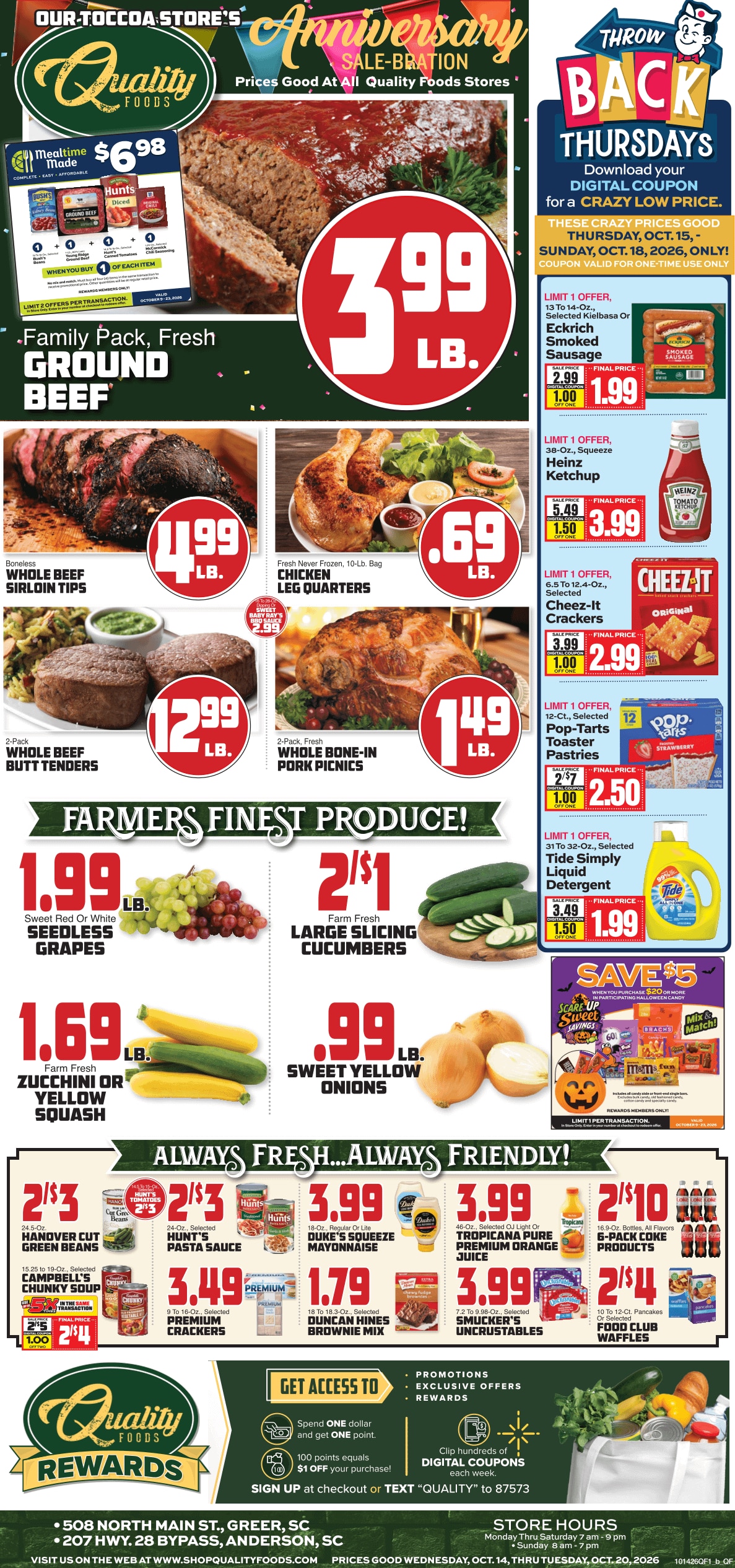 Quality Foods (Anderson and Greer, SC) Weekly Ad October 14 - 20, 2026