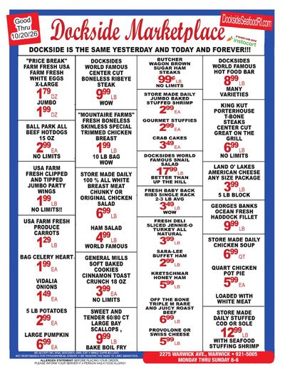 Dockside Seafood Marketplace Weekly Ad October 20 - 26, 2026