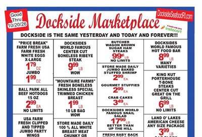 Dockside Seafood Marketplace Weekly Ad October 20 - 26, 2026