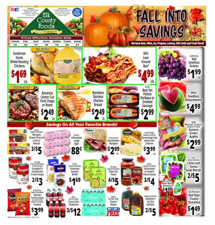 Elk County Foods Weekly Ad October 15 - 21, 2026
