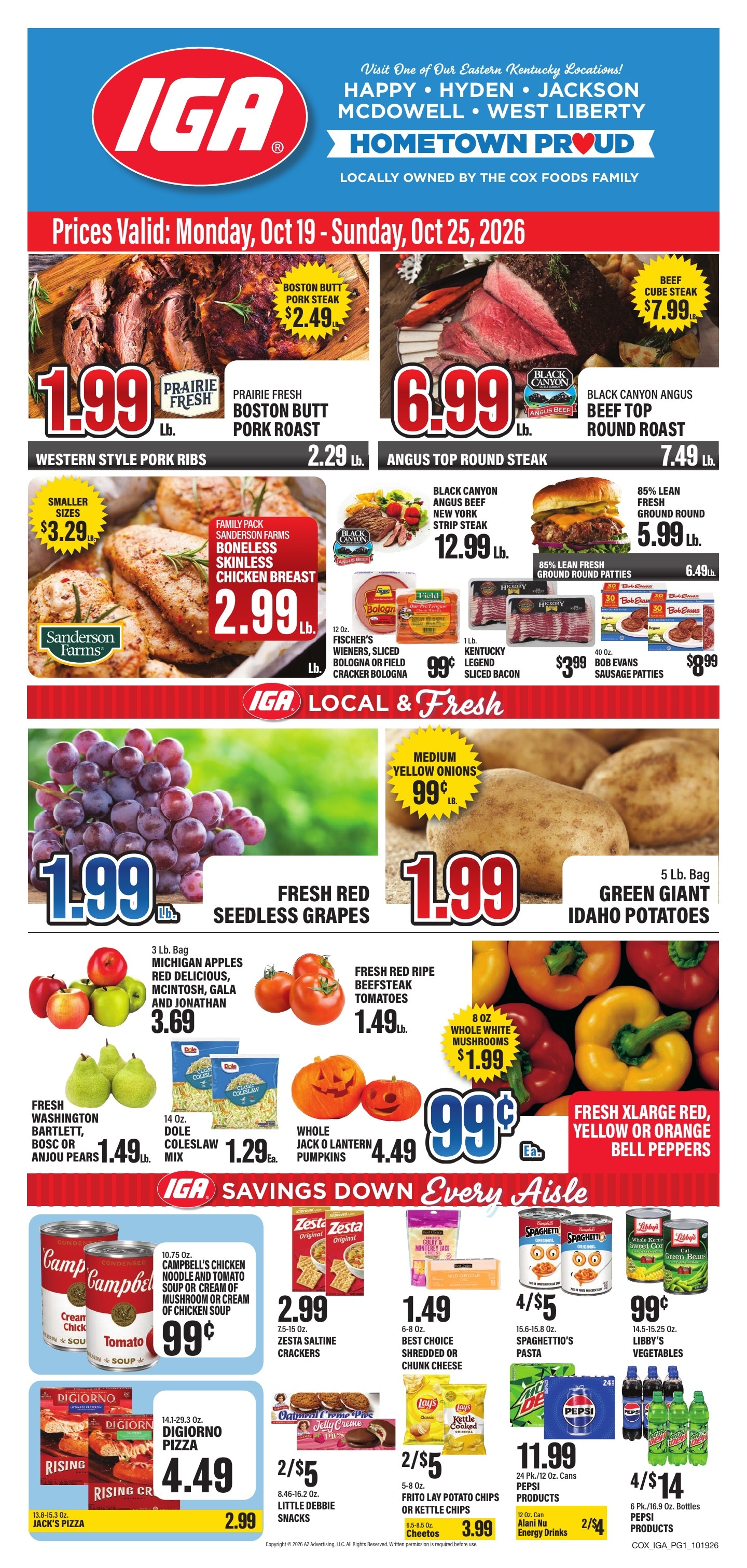 Cox Foods IGA Weekly Ad October 19 - 25, 2026