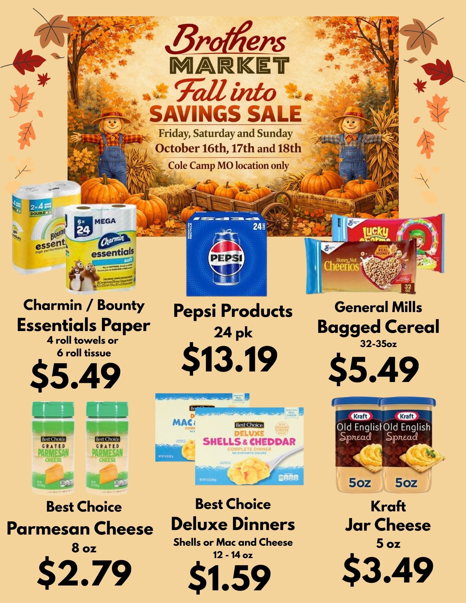 Brothers Market (Cole Camp, MO) 3 Day Sale Weekly Ad October 16 - 18, 2026