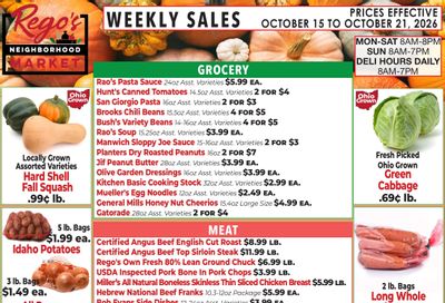 Rego's Neighborhood Market Weekly Ad October 15 - 21, 2026