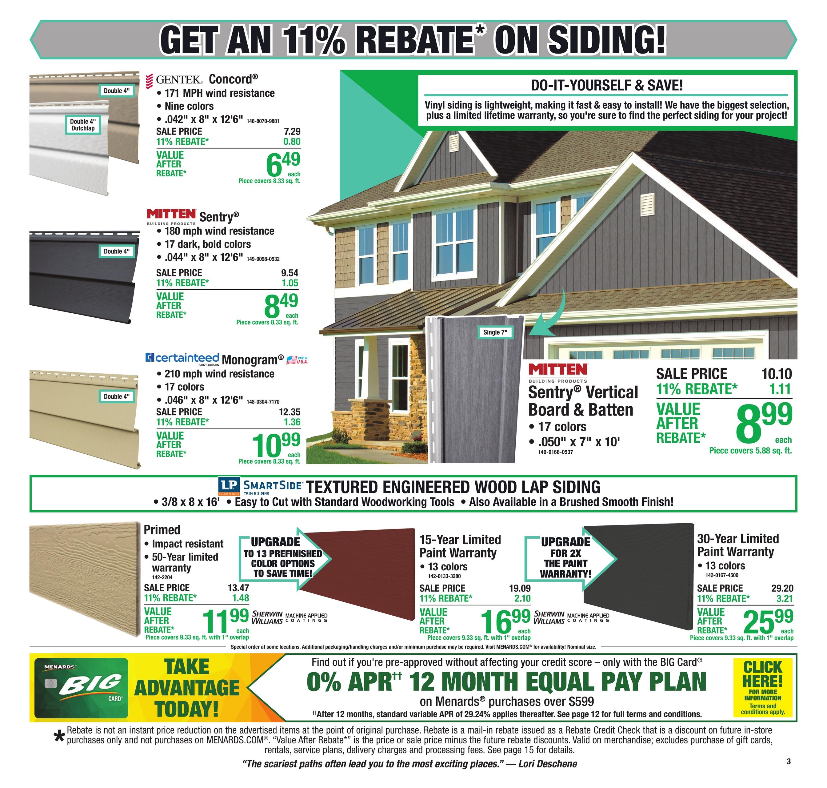 Menards (Benton Harbor Area, MI) 11% Rebate Sale Weekly Ad October 15 - 25, 2026