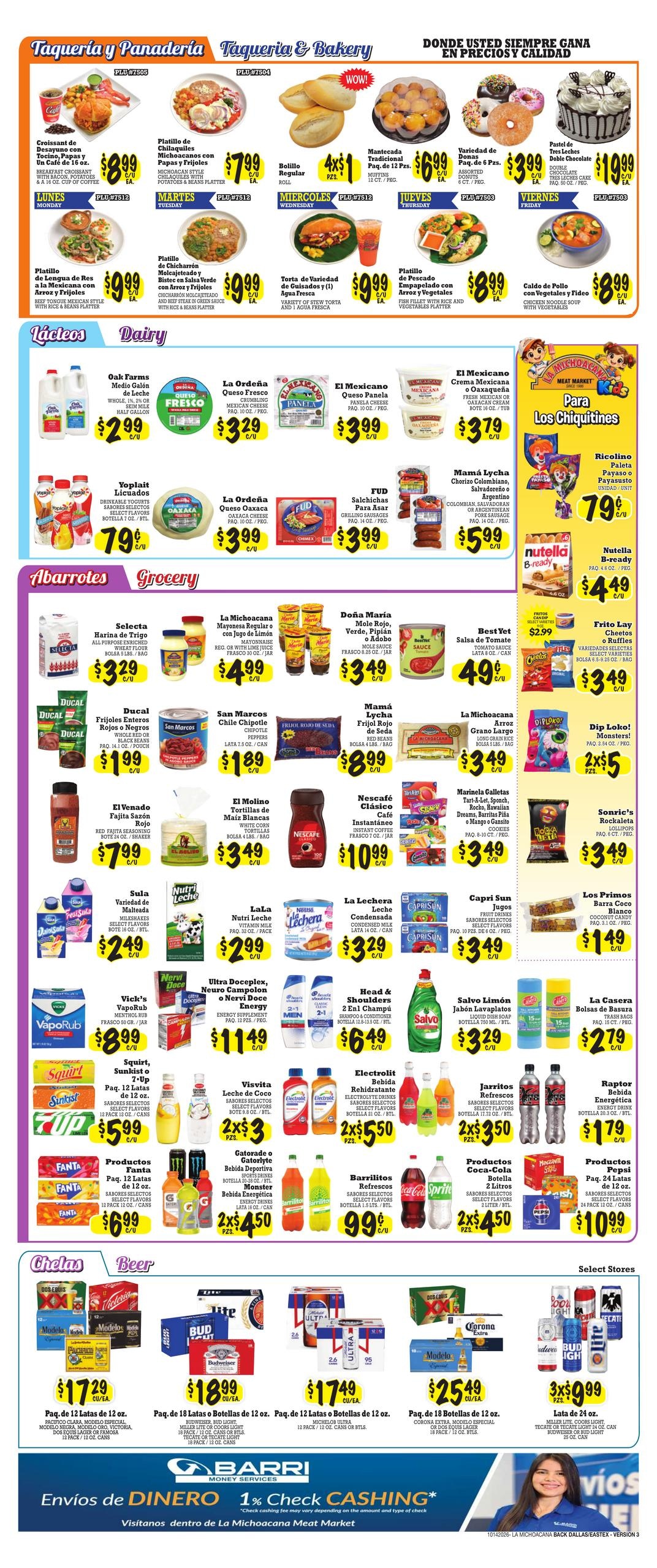 La Michoacana Meat Market (Allen Area, TX) Weekly Ad October 14 - 27, 2026