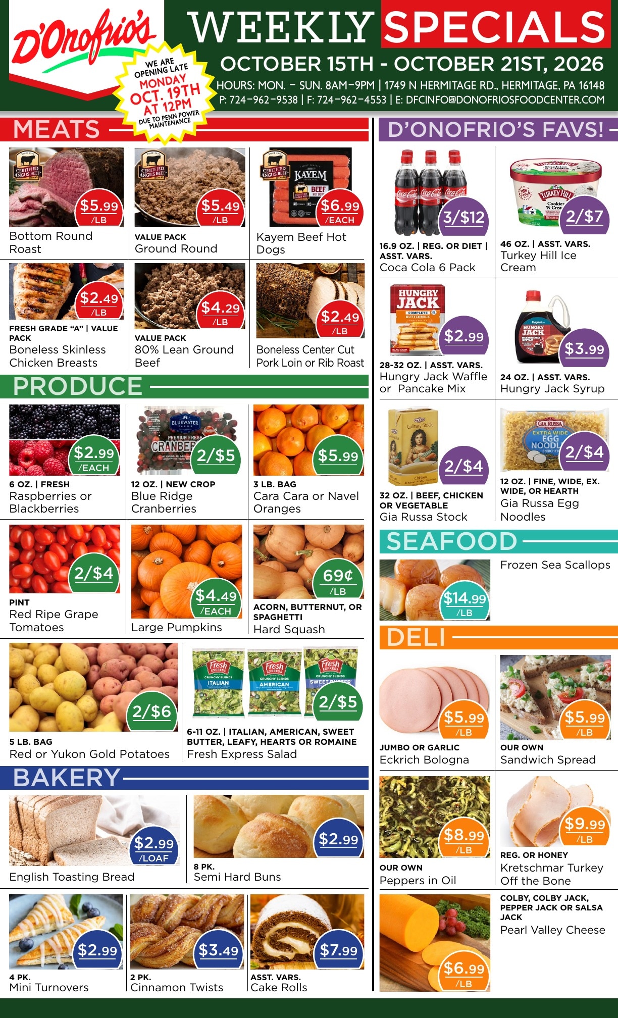 D'Onofrio's Food Center Weekly Ad October 15 - 21, 2026