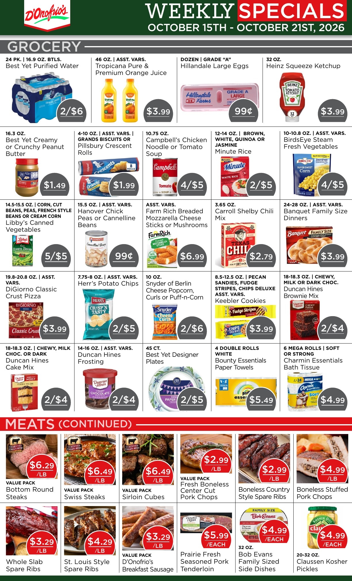 D'Onofrio's Food Center Weekly Ad October 15 - 21, 2026