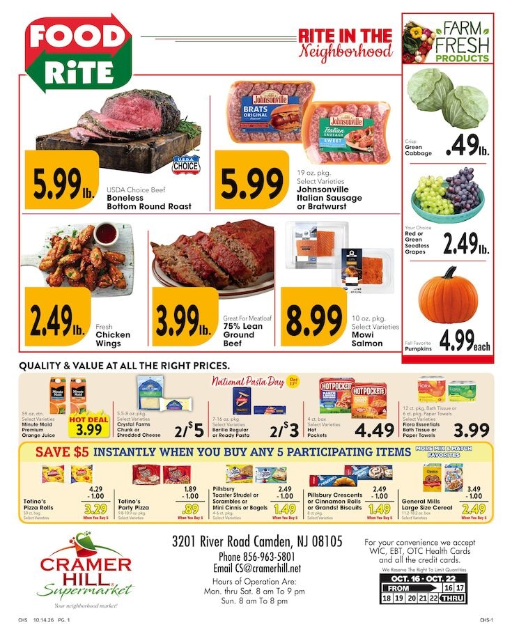 Cramer Hill Supermarket Weekly Ad October 16 - 22, 2026