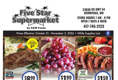 GW 5 Star Super Market Weekly Ad October 21 - November 3, 2026