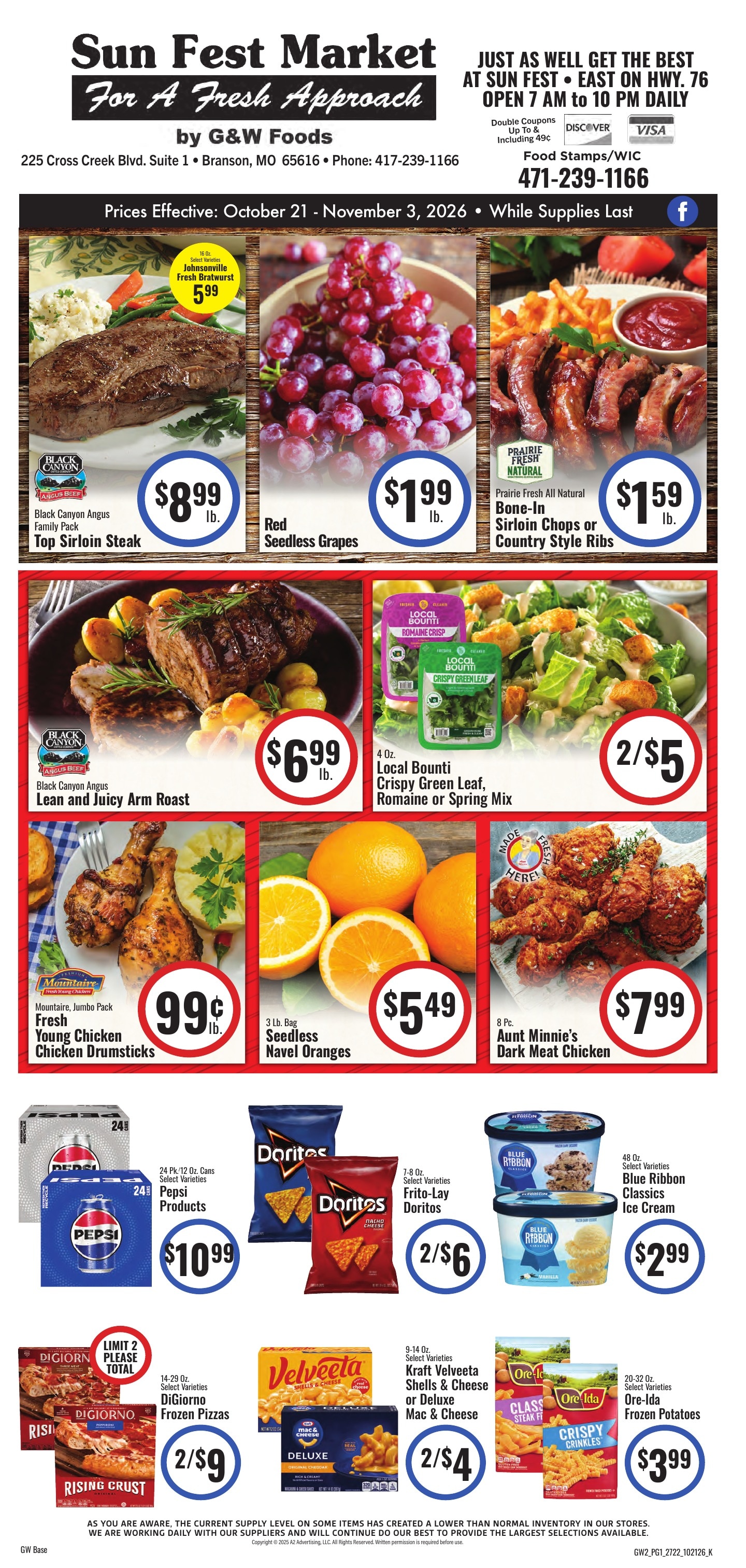 Sun Fest Market (Branson, MO) Weekly Ad October 21 - November 3, 2026