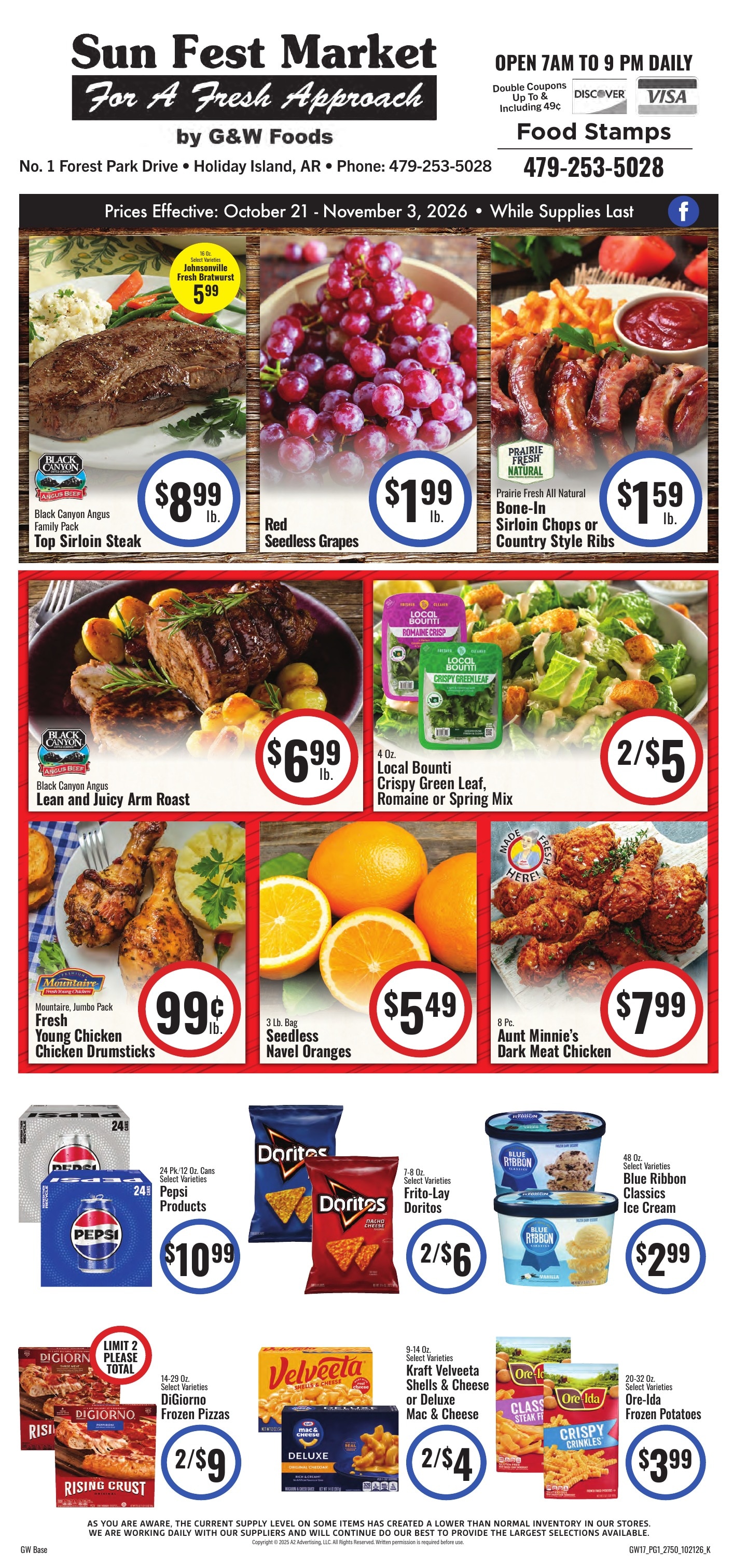 Sun Fest Market (Holiday Island, AR) Weekly Ad October 21 - November 3, 2026