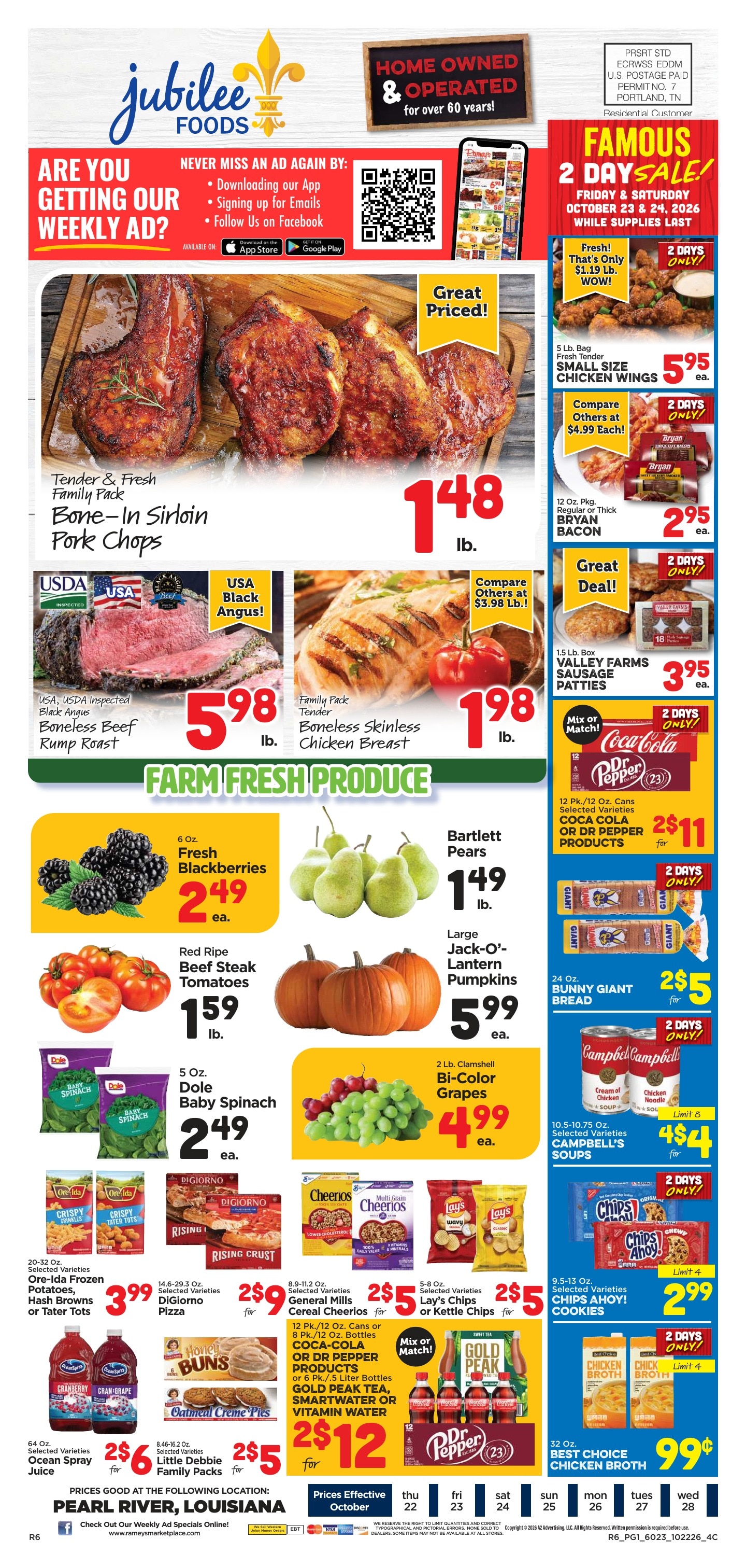 Jubilee Foods Pearl River Weekly Ad October 22 - 28, 2026