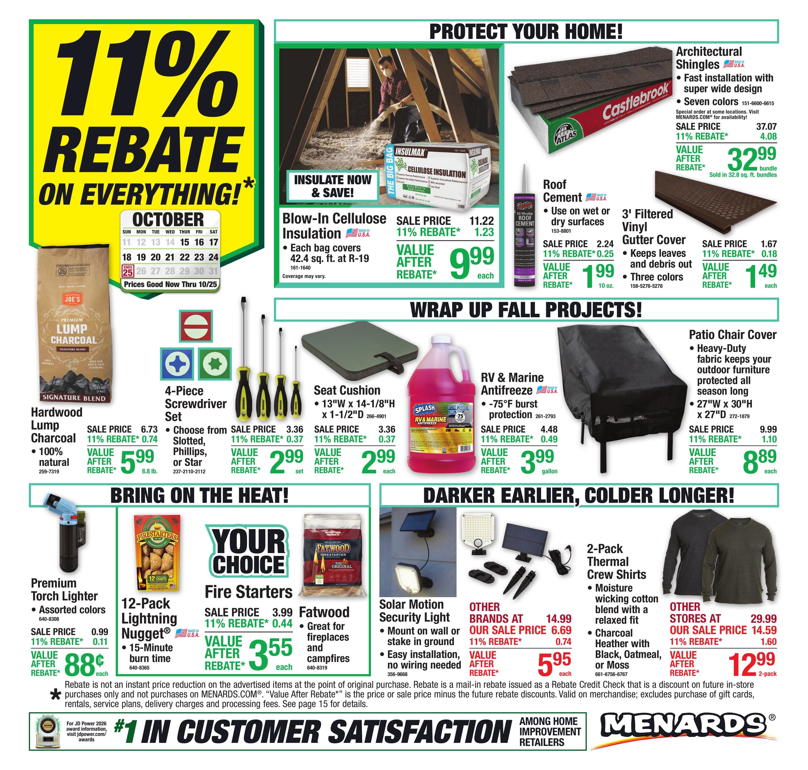 Menards (Bremen Area, IN) 11% Rebate Sale Weekly Ad October 15 - 25, 2026