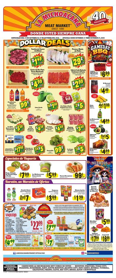 La Michoacana Meat Market (Bellaire Area, TX) Weekly Ad October 14 - 27, 2026