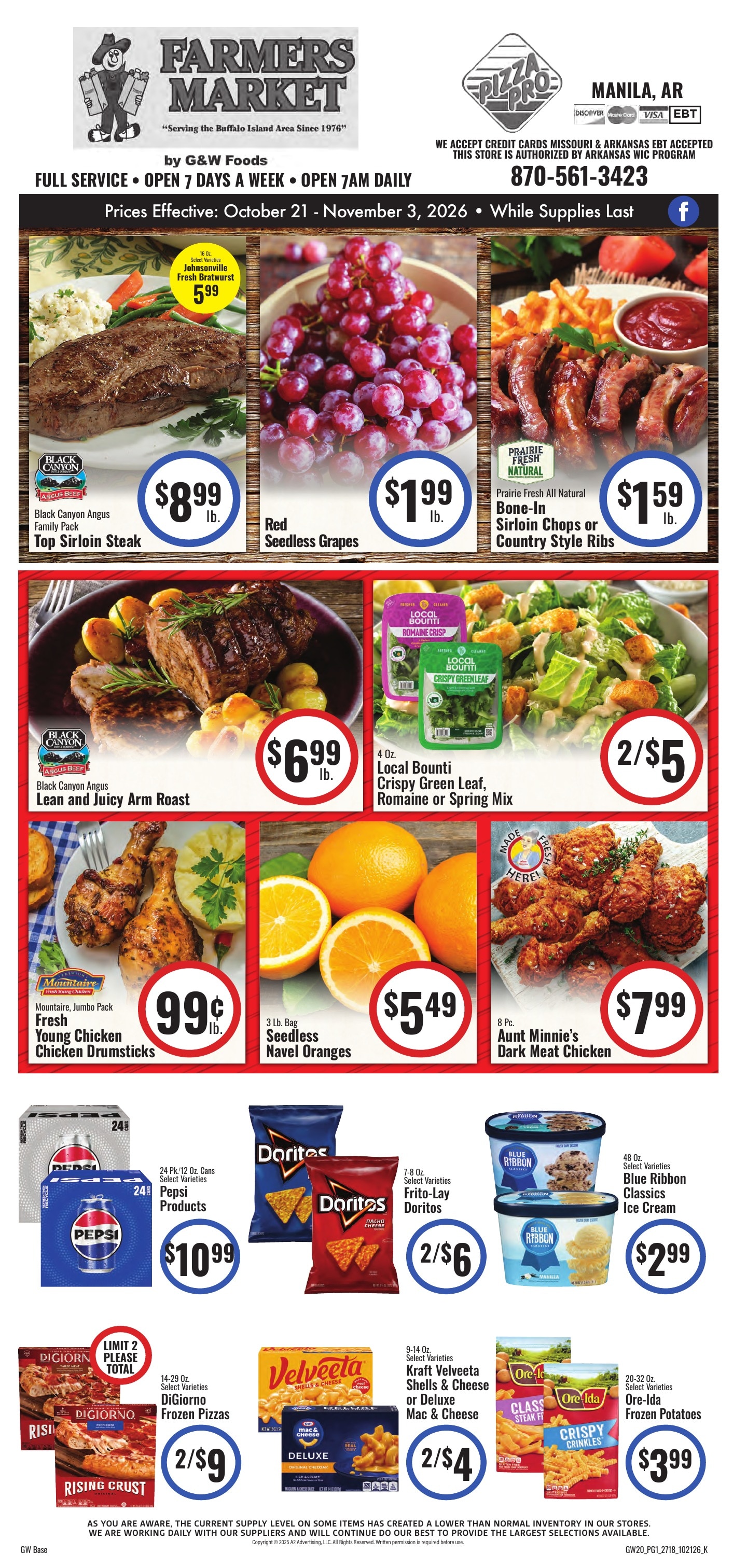 G&W Foods Farmers Market (Manila, AR) Weekly Ad October 21 - November 3, 2026