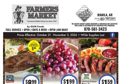 G&W Foods Farmers Market (Manila, AR) Weekly Ad October 21 - November 3, 2026