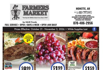 G&W Foods Farmers Market (Monette, AR) Weekly Ad October 21 - November 3, 2026