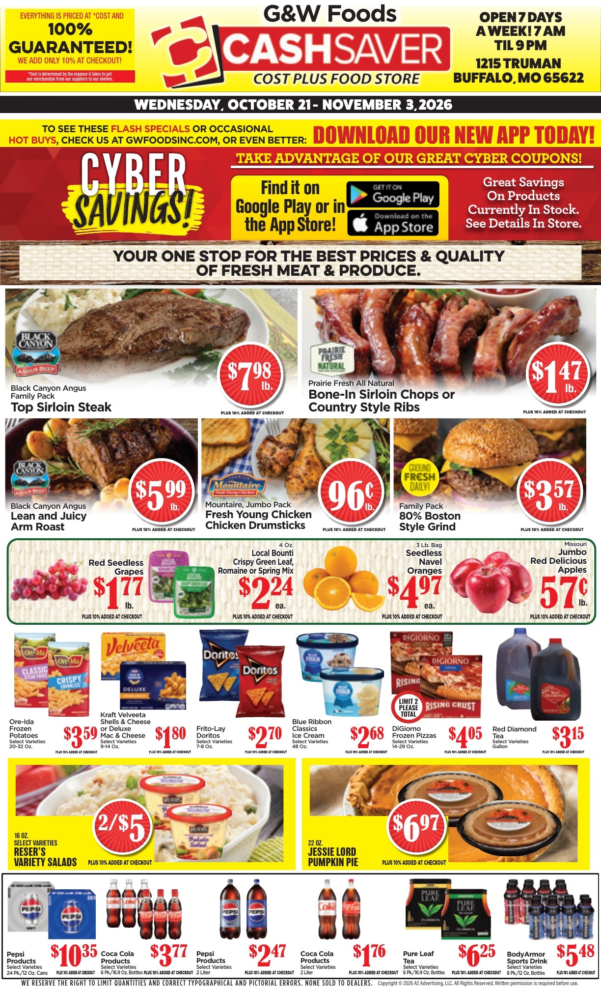 G&W Foods Cash Saver (Buffalo, MO) Weekly Ad October 21 - November 3, 2026