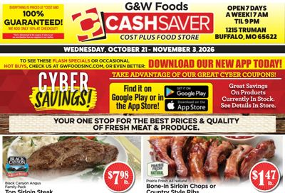 G&W Foods Cash Saver (Buffalo, MO) Weekly Ad October 21 - November 3, 2026