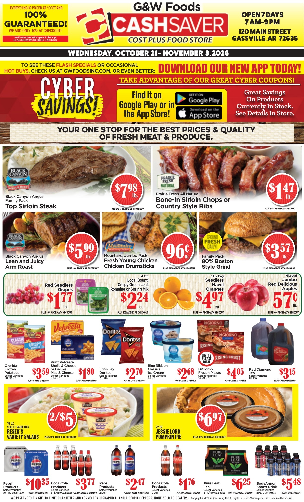 G&W Foods Cash Saver (Gassville, AR) Weekly Ad October 21 - November 3, 2026