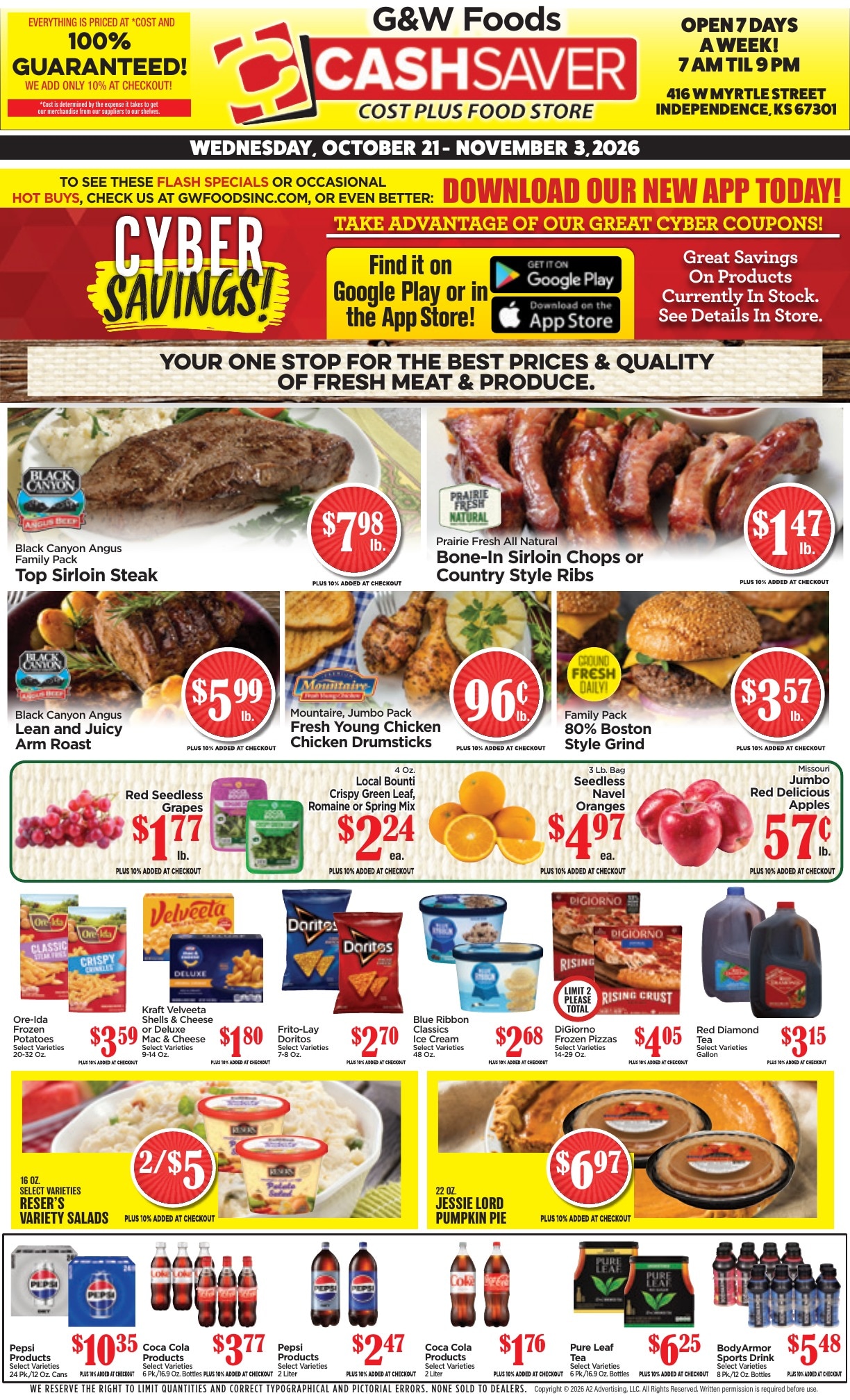 G&W Foods Cash Saver (Independence, KS) Weekly Ad October 21 - November 3, 2026