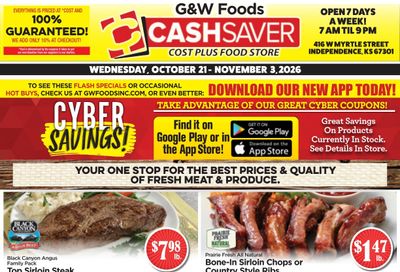 G&W Foods Cash Saver (Independence, KS) Weekly Ad October 21 - November 3, 2026