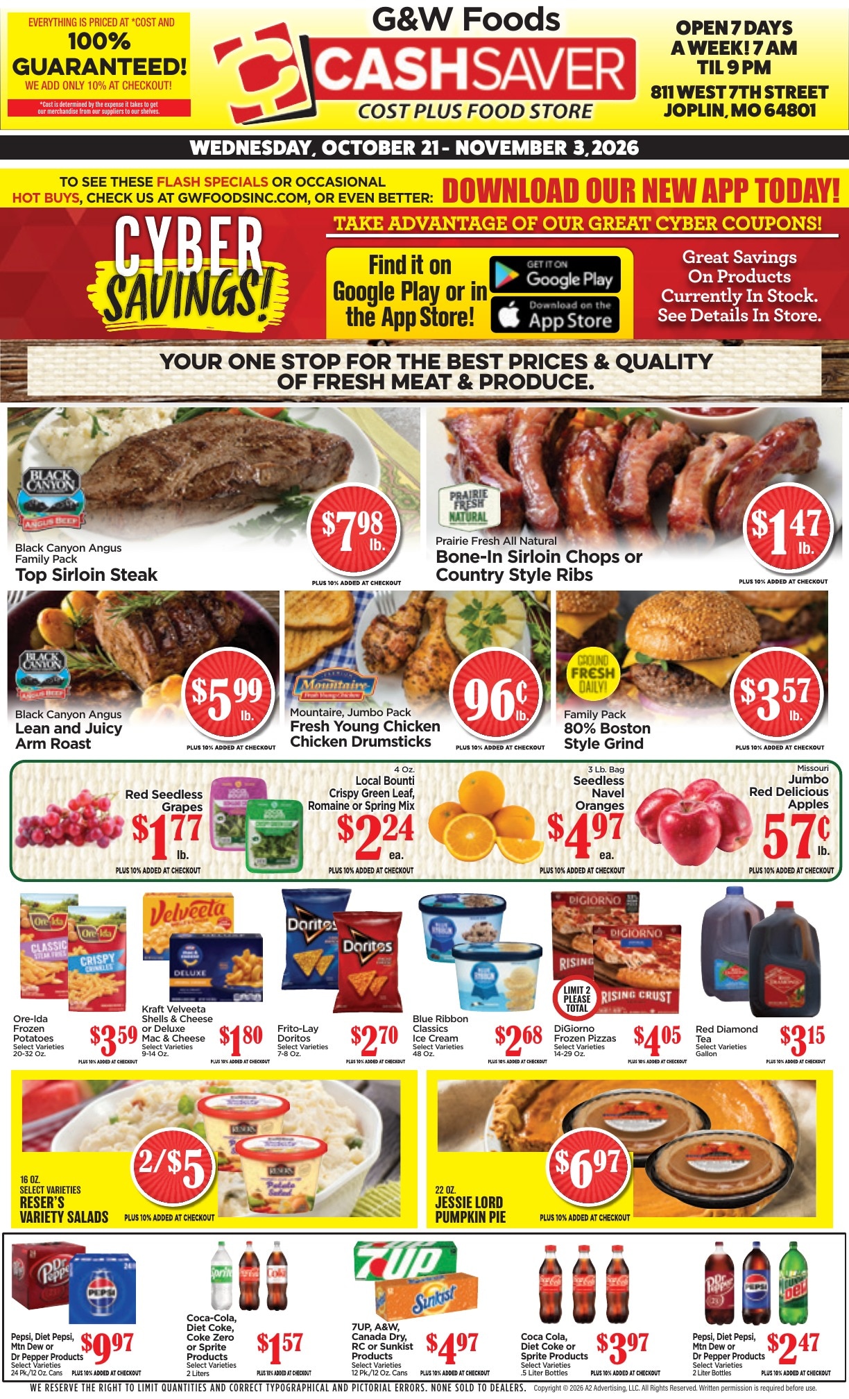 G&W Foods Cash Saver (Joplin, MO) Weekly Ad October 21 - November 3, 2026