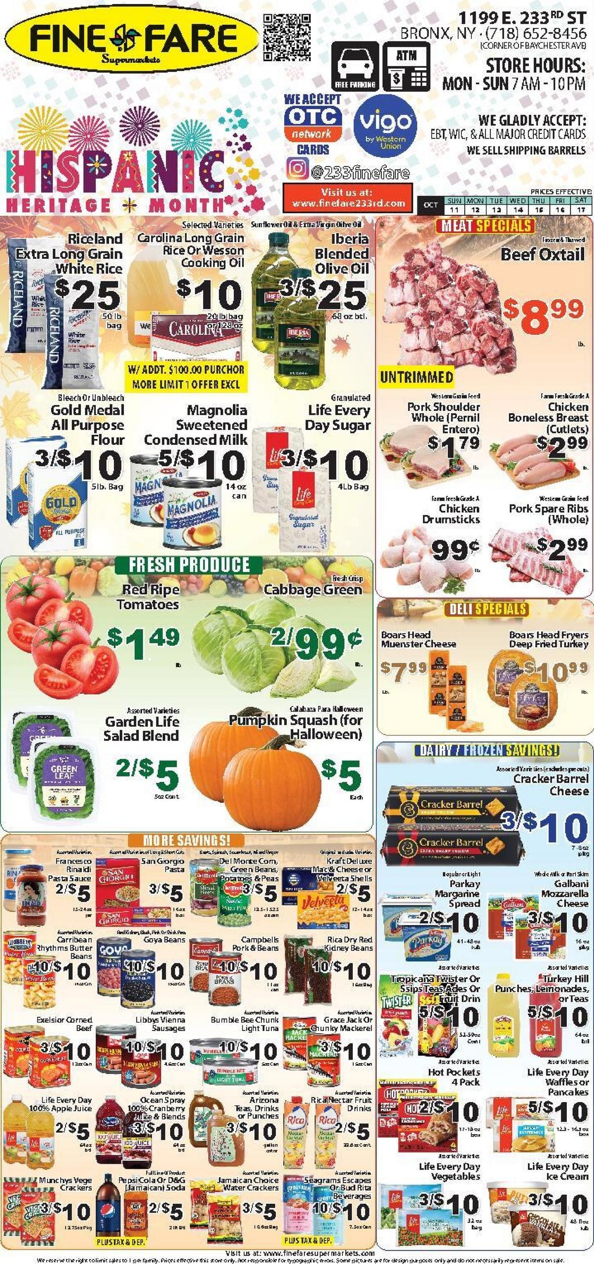Fine Fare Supermarkets (Greenwich Area, CT) Weekly Ad October 11 - 17, 2026