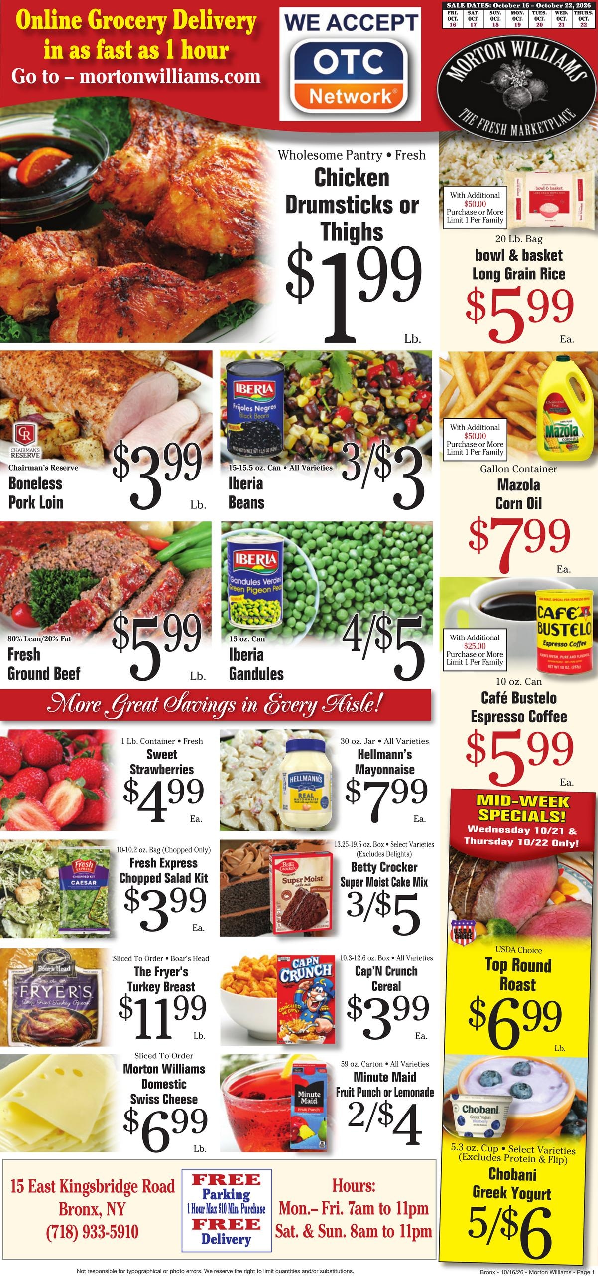 Morton Williams Supermarket (Yonkers Area, NY) Weekly Ad October 16 - 22, 2026