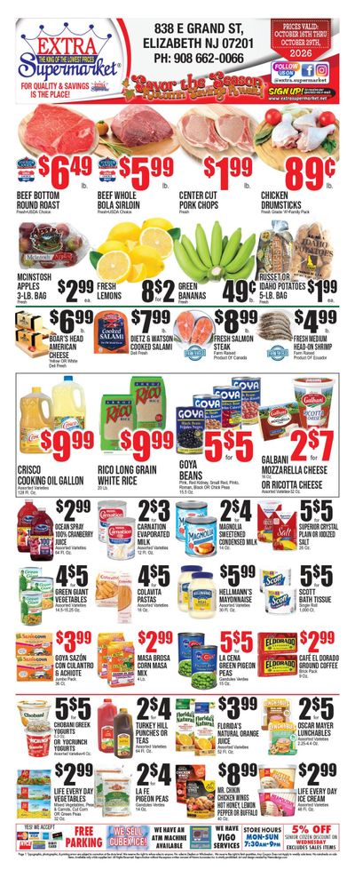 Extra Supermarket (Elizabeth-Woodbridge Area, NJ) Weekly Ad October 16 - 29, 2026