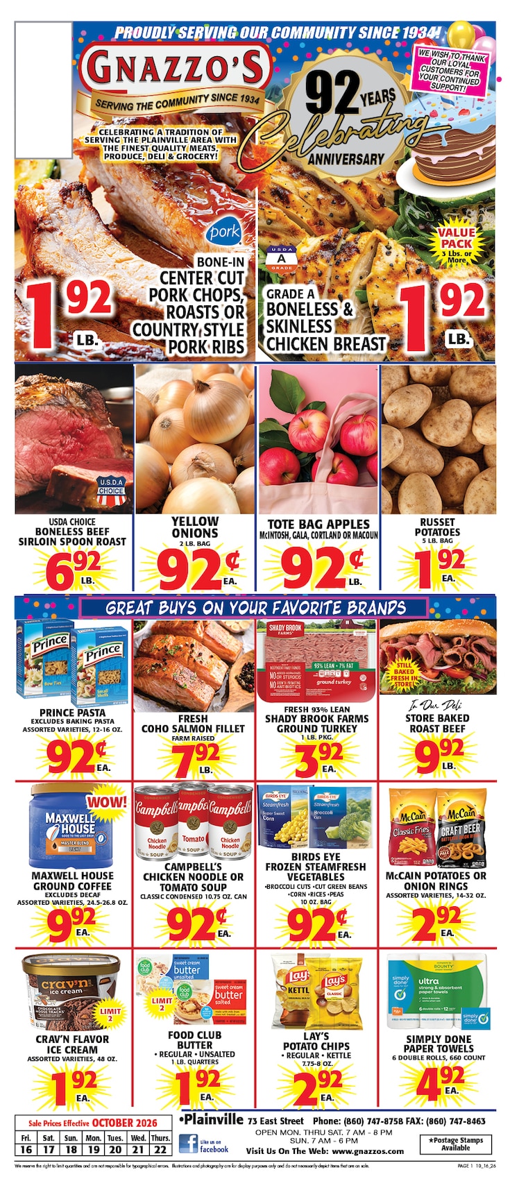 Gnazzo's Food Center Weekly Ad October 14 - 20, 2026