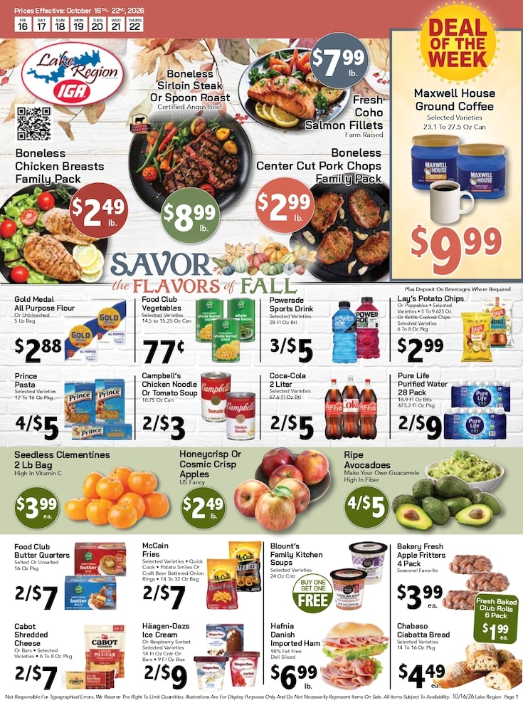 Lake Region IGA Weekly Ad October 16 - 22, 2026