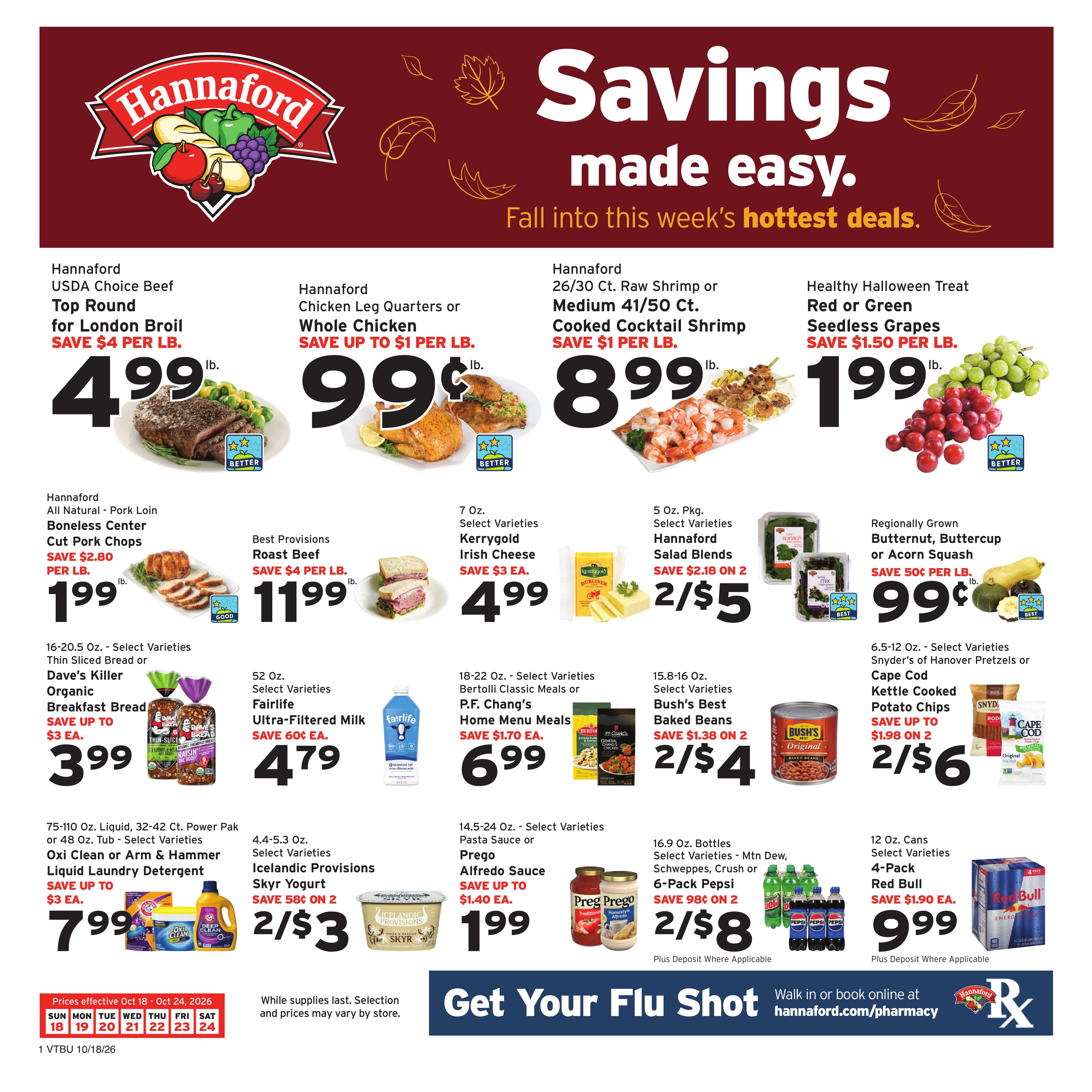 Hannaford (Barre Area, VT) Week 43 Flyer for Flipp Weekly Ad October 18 - 24, 2026