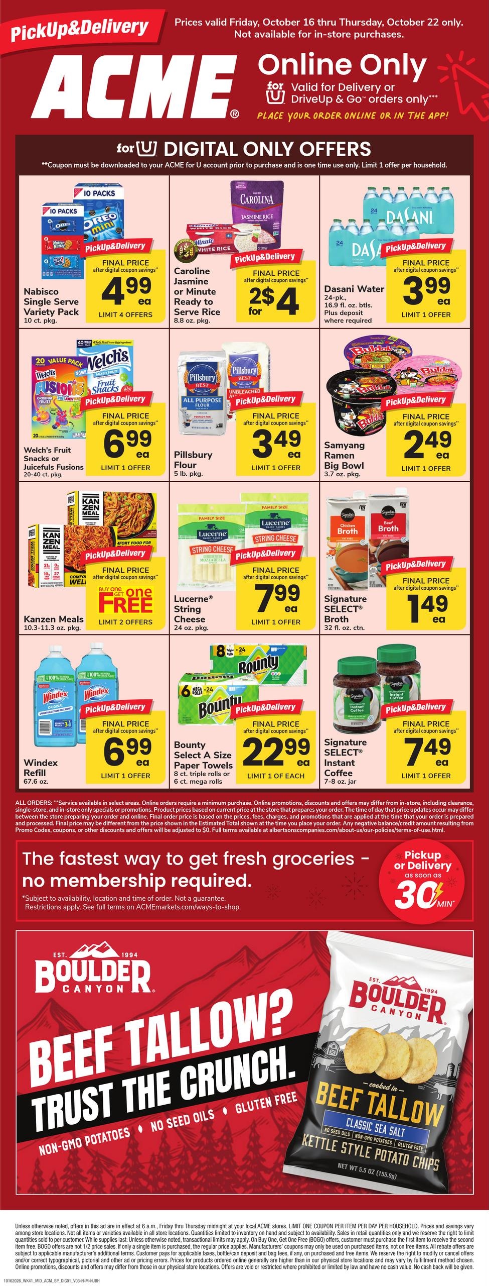 Acme Markets (Berlin Area, MD) Bonus Online Savings Weekly Ad October 16 - 22, 2026