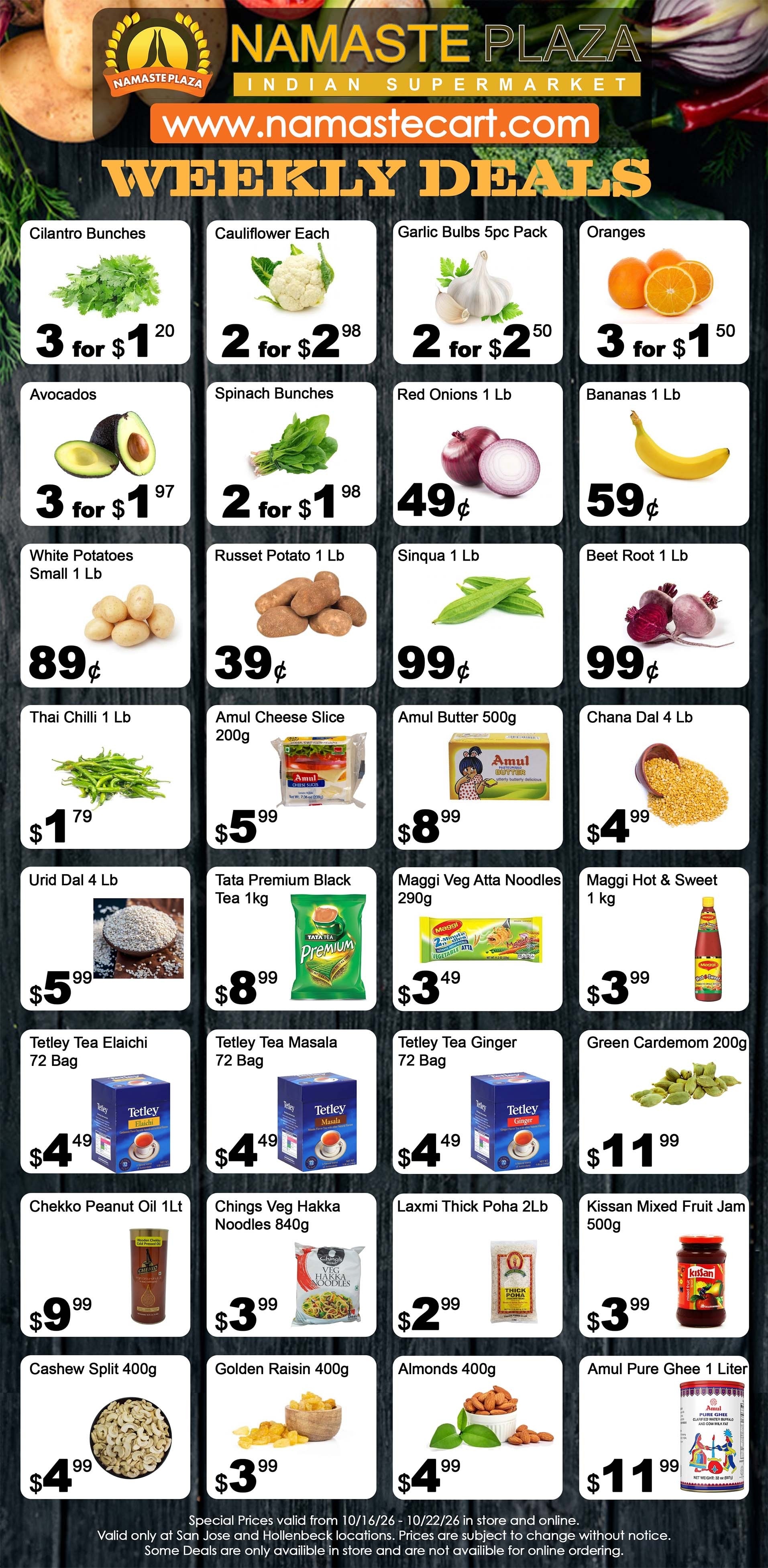 Namaste Plaza Weekly Ad October 16 - 22, 2026