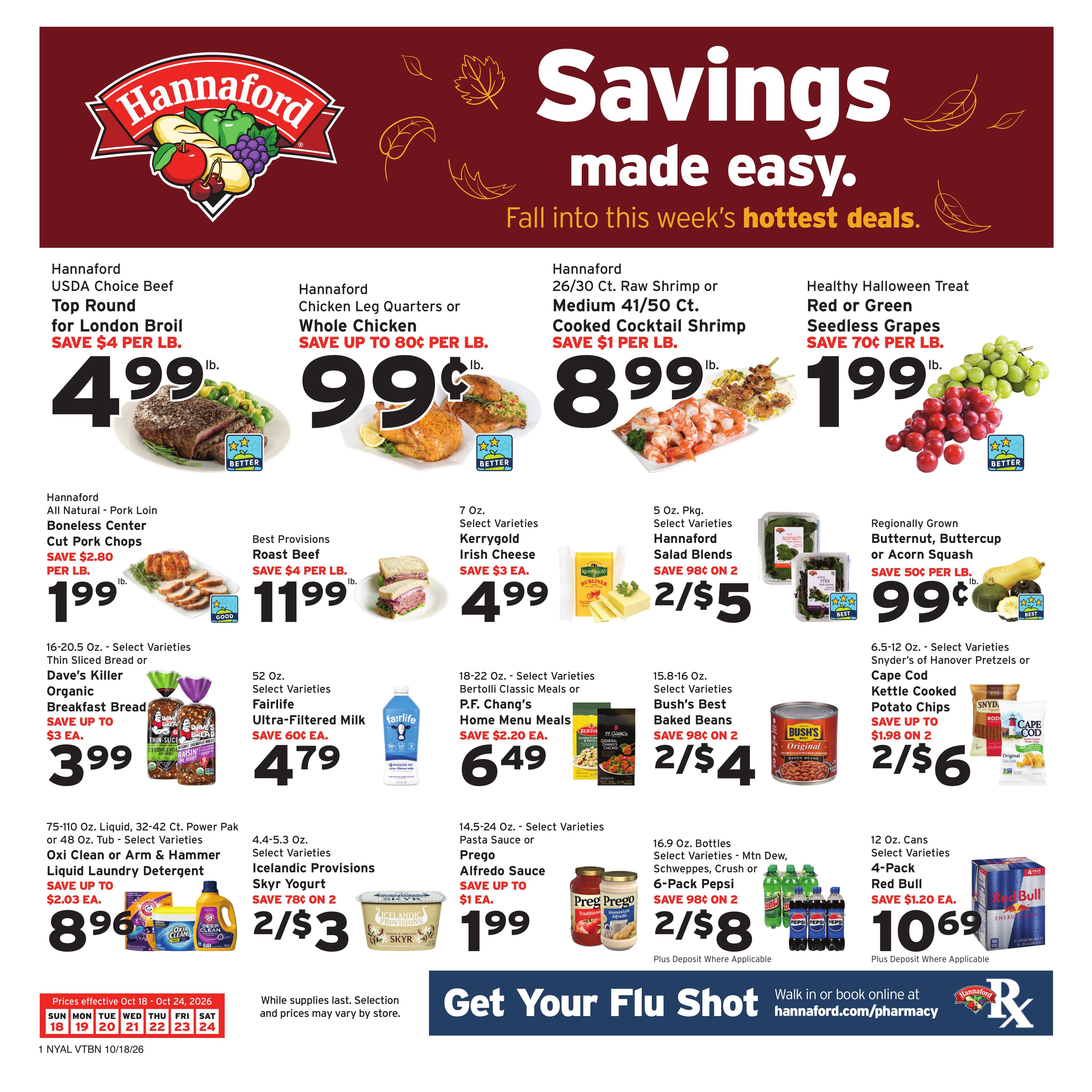 Hannaford (Albany Area, NY) Week 43 Flyer for Flipp Weekly Ad October 18 - 24, 2026