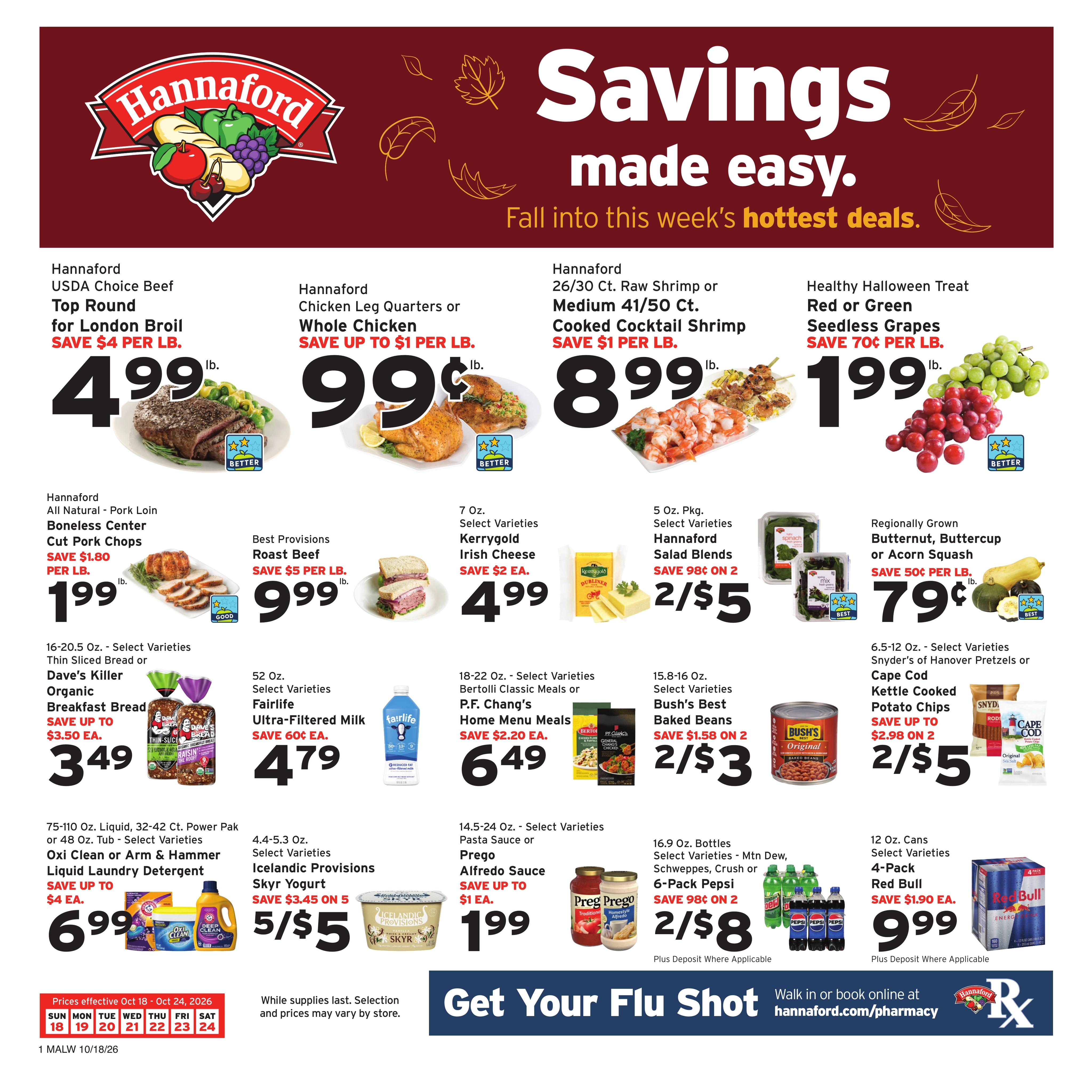 Hannaford (Andover Area, MA) Week 43 Flyer for Flipp Weekly Ad October 18 - 24, 2026