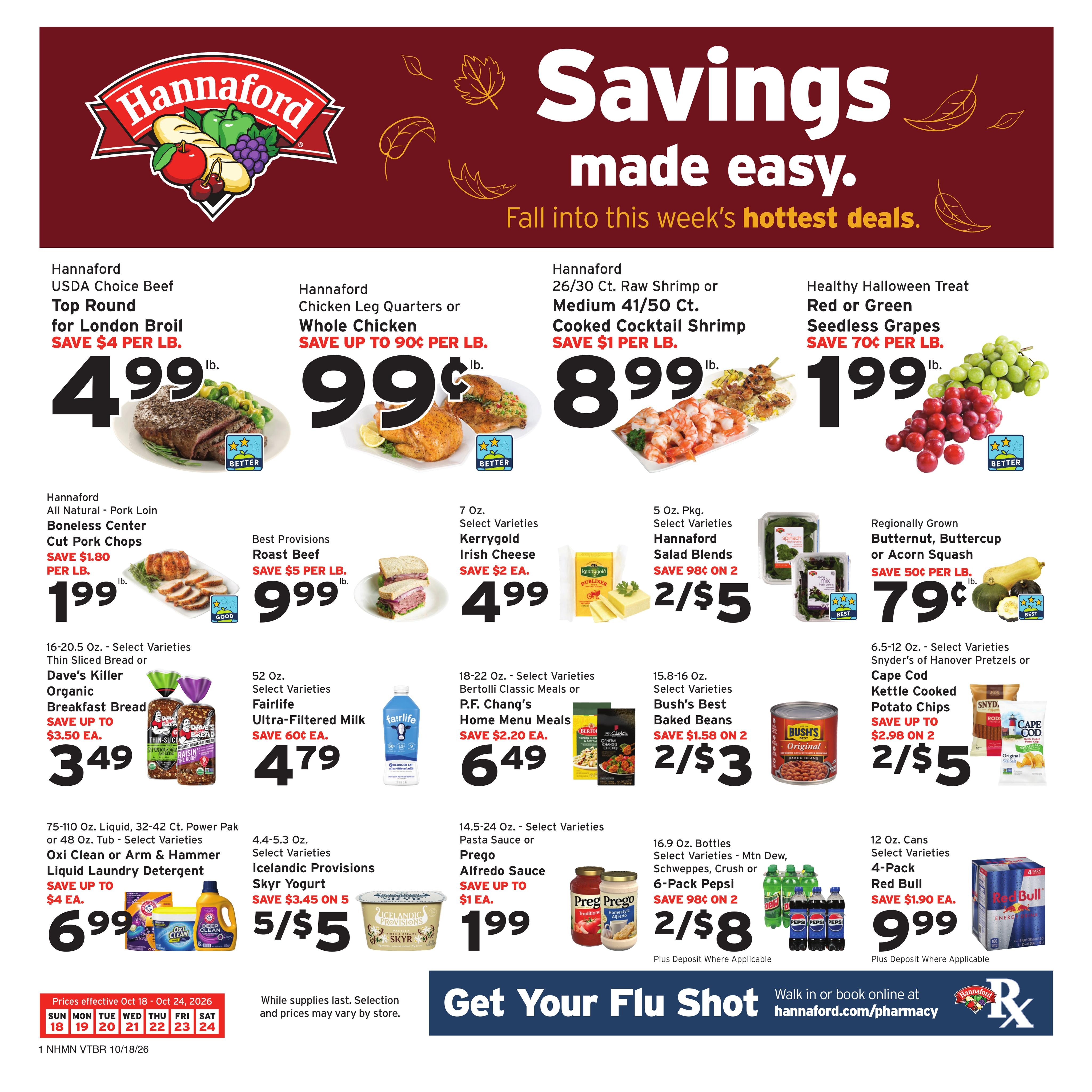 Hannaford (Methuen Area, MA) Week 43 Flyer for Flipp Weekly Ad October 18 - 24, 2026