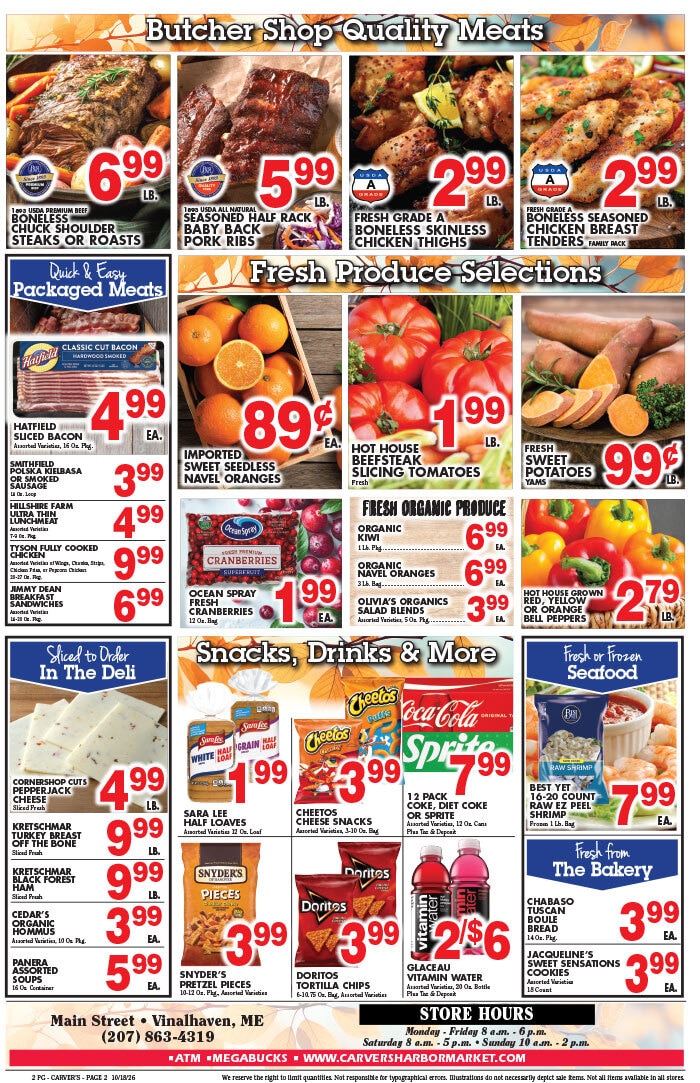 Carver's Harbor Market Weekly Ad October 16 - 22, 2026