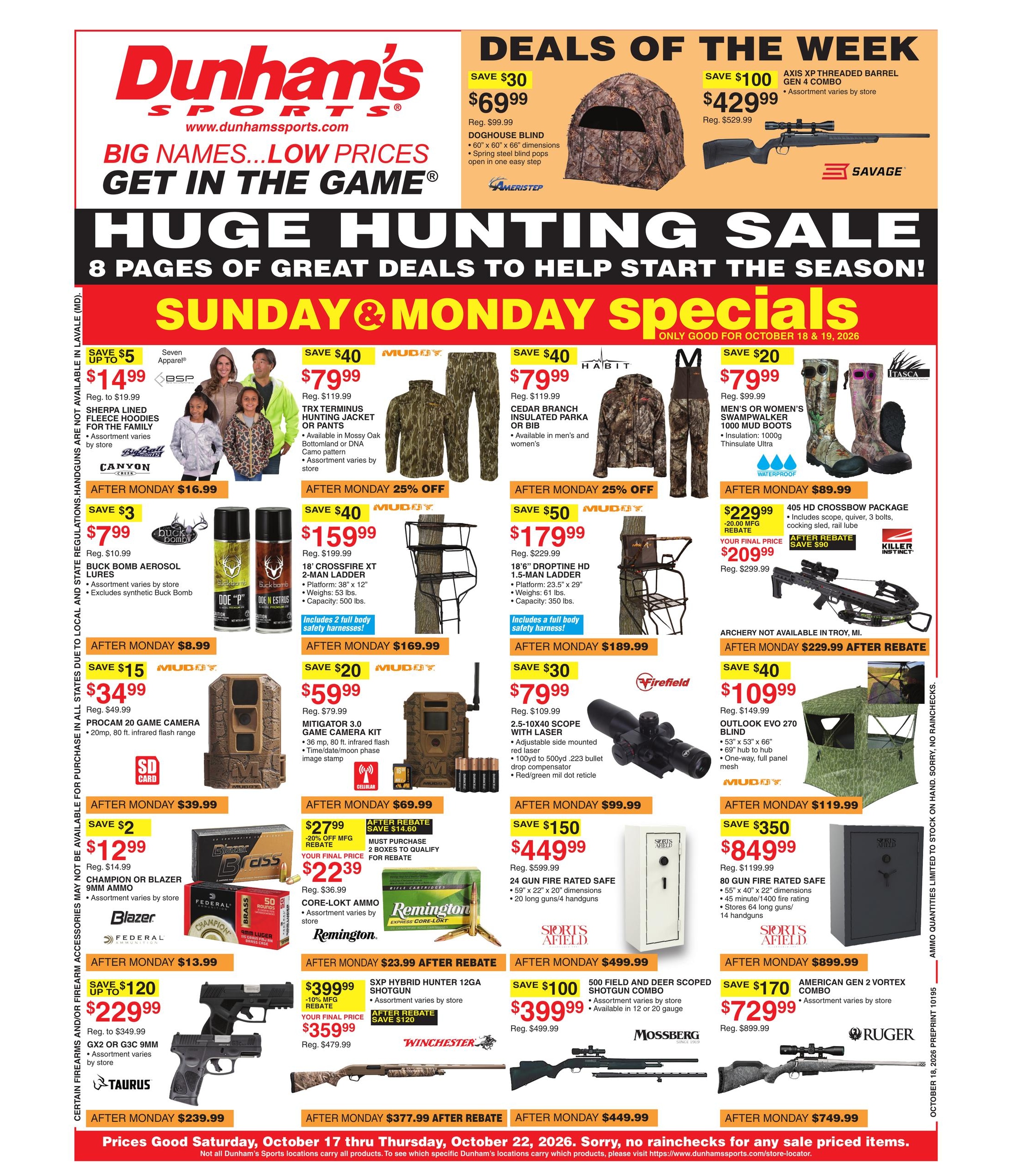 Dunham's Sports (Cedar Falls Area, IA) Weekly Ad October 17 - 22, 2026