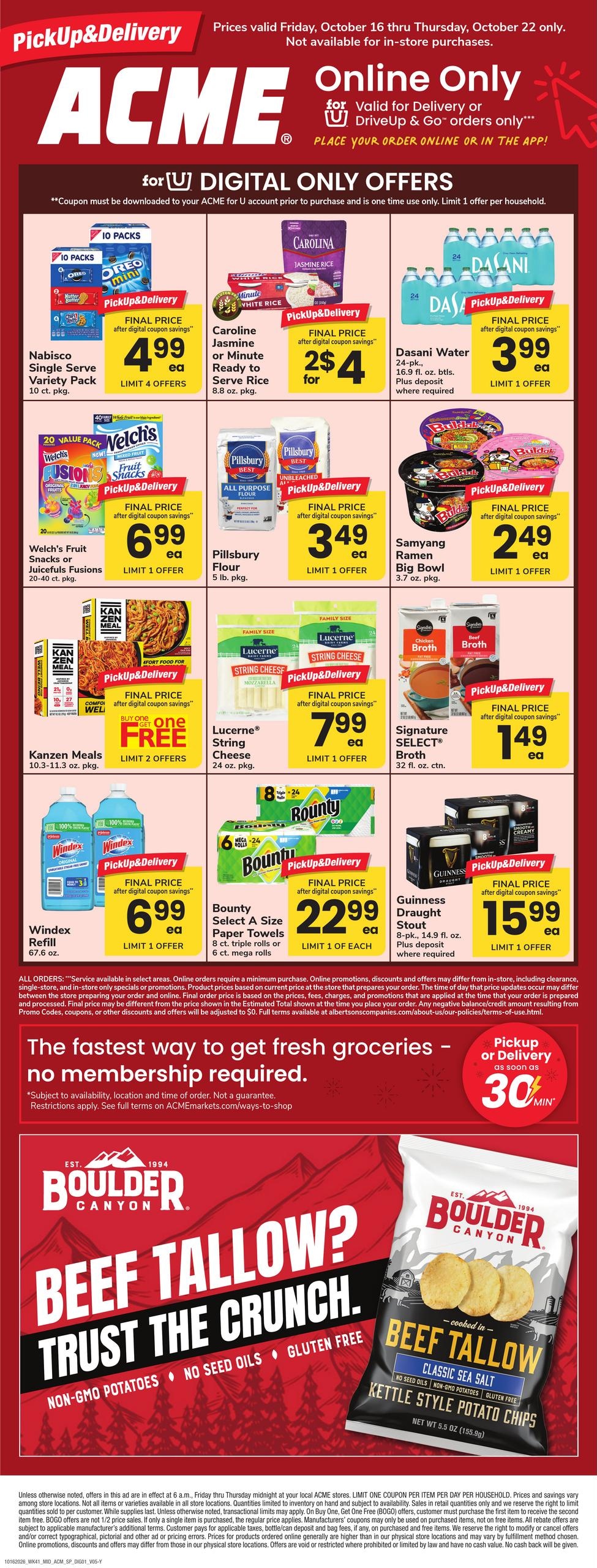 Acme Markets (Pawling-Yonkers Area, NY) Bonus Online Savings Weekly Ad October 16 - 22, 2026