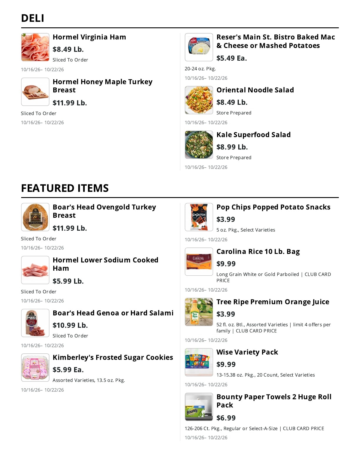 La Bella Marketplace Weekly Ad October 16 - 22, 2026