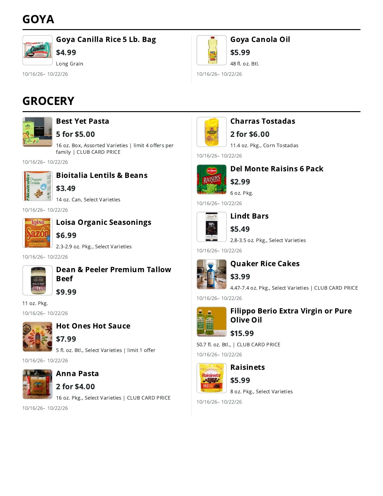 La Bella Marketplace Weekly Ad October 16 - 22, 2026