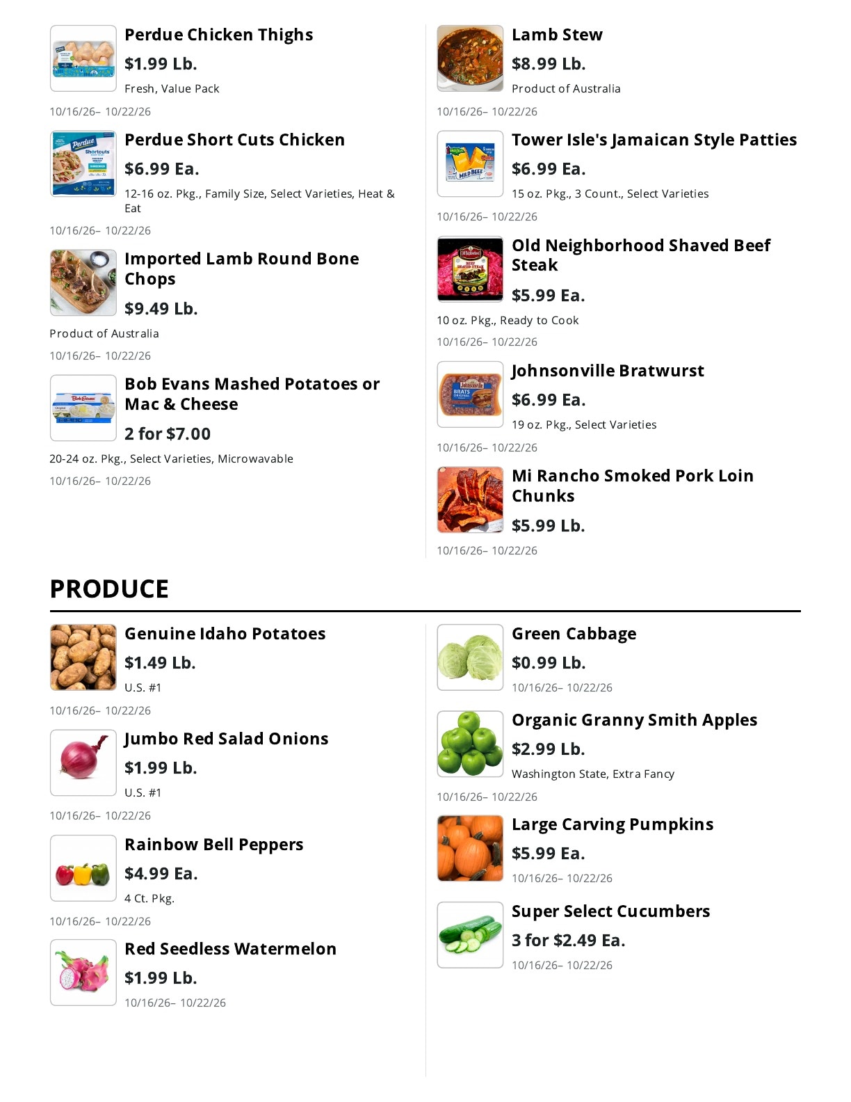 La Bella Marketplace Weekly Ad October 16 - 22, 2026
