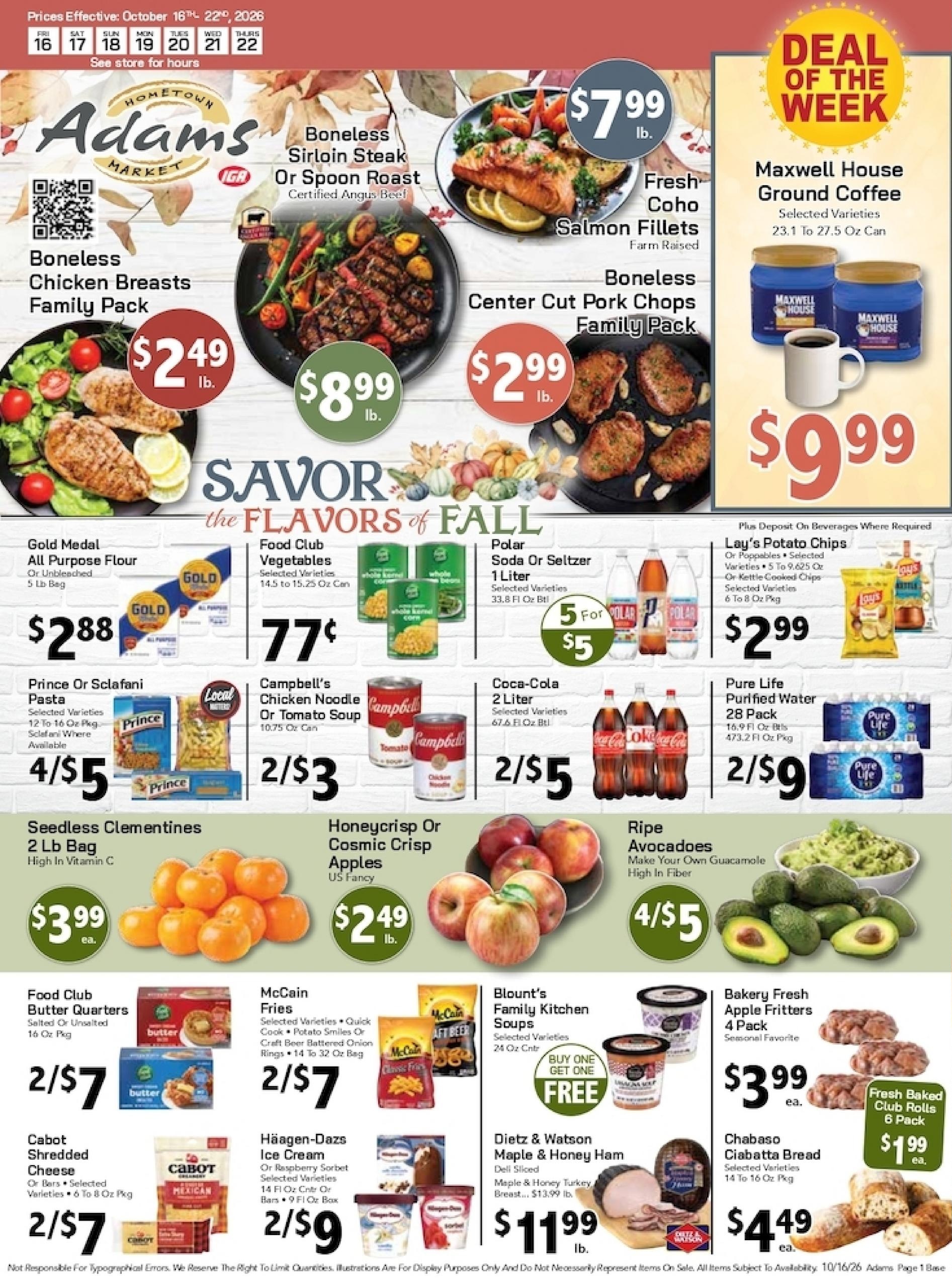 Adams Hometown Market Weekly Ad October 16 - 22, 2026