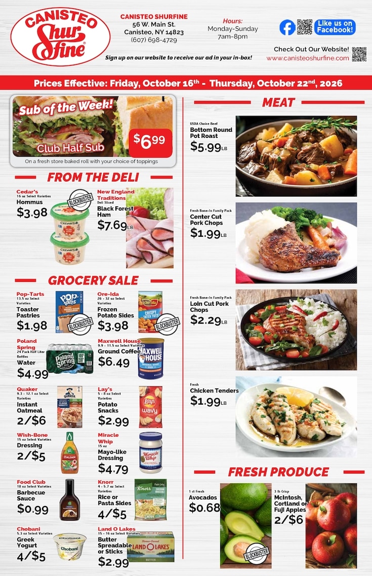Canisteo Shurfine Weekly Ad October 16 - 22, 2026