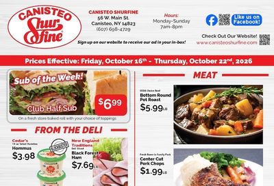 Canisteo Shurfine Weekly Ad October 16 - 22, 2026