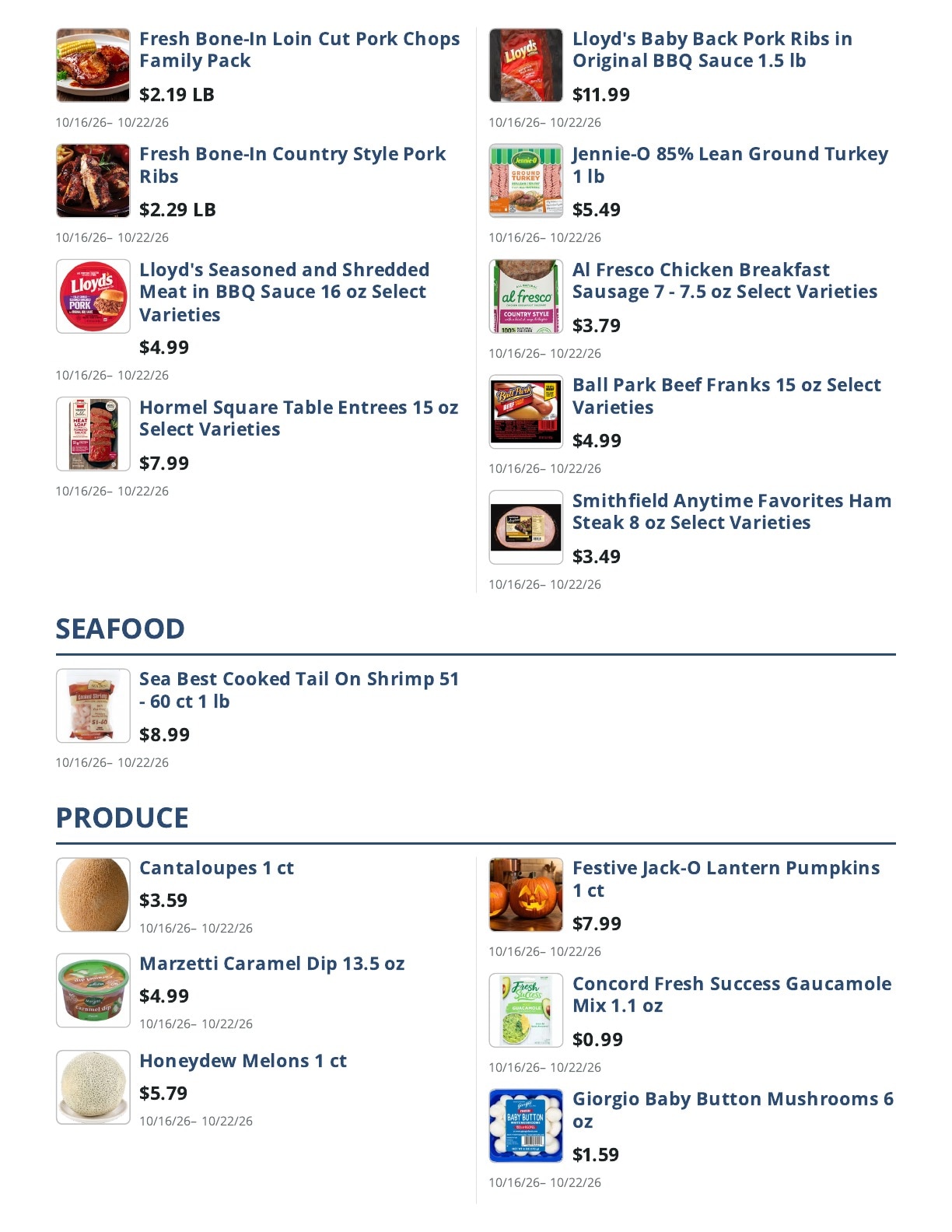 Main Street Grocery Weekly Ad October 16 - 22, 2026